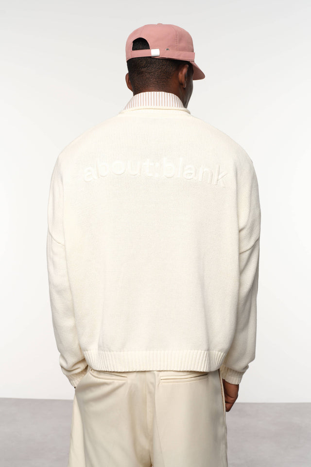 loose knit rolled crewneck ecru