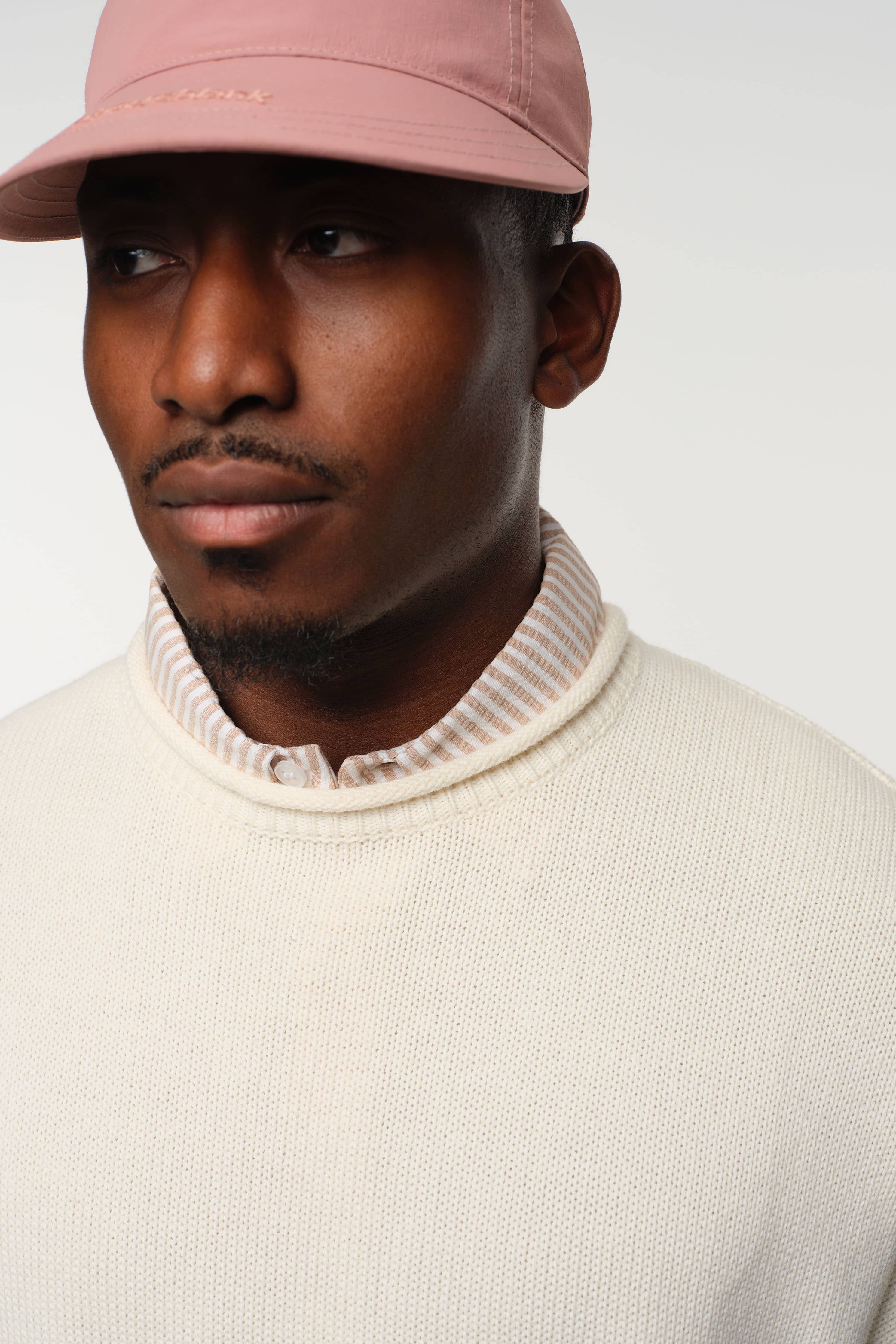 about:blank | loose knit rolled crewneck ecru