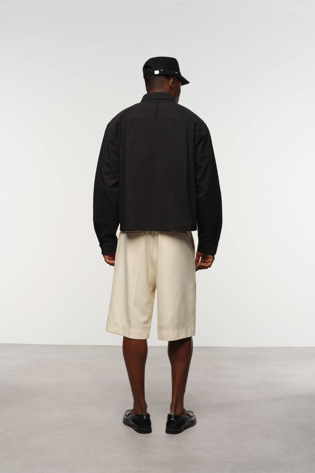 seersucker overshirt black/black