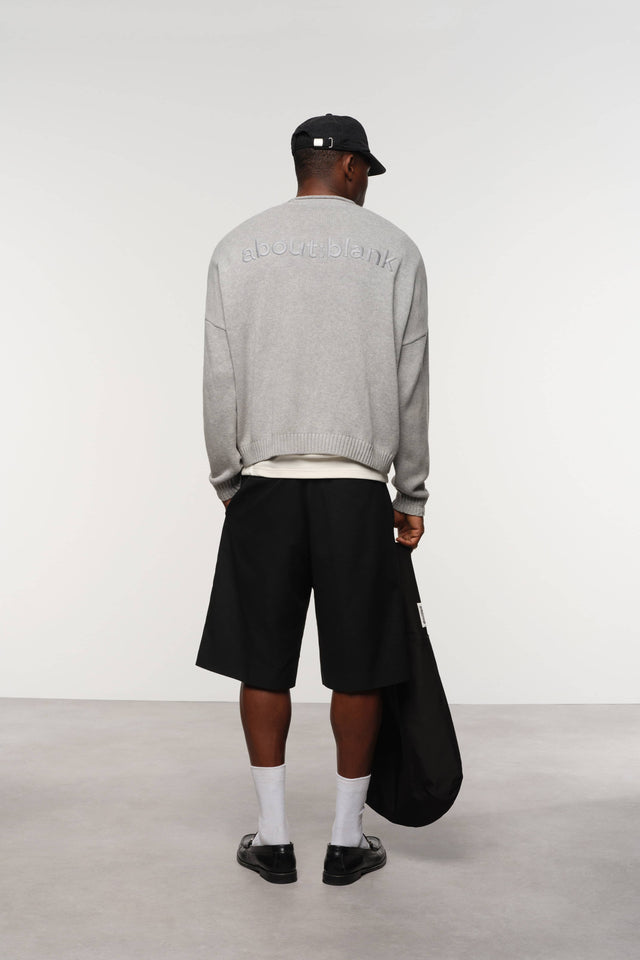 loose knit rolled crewneck grey