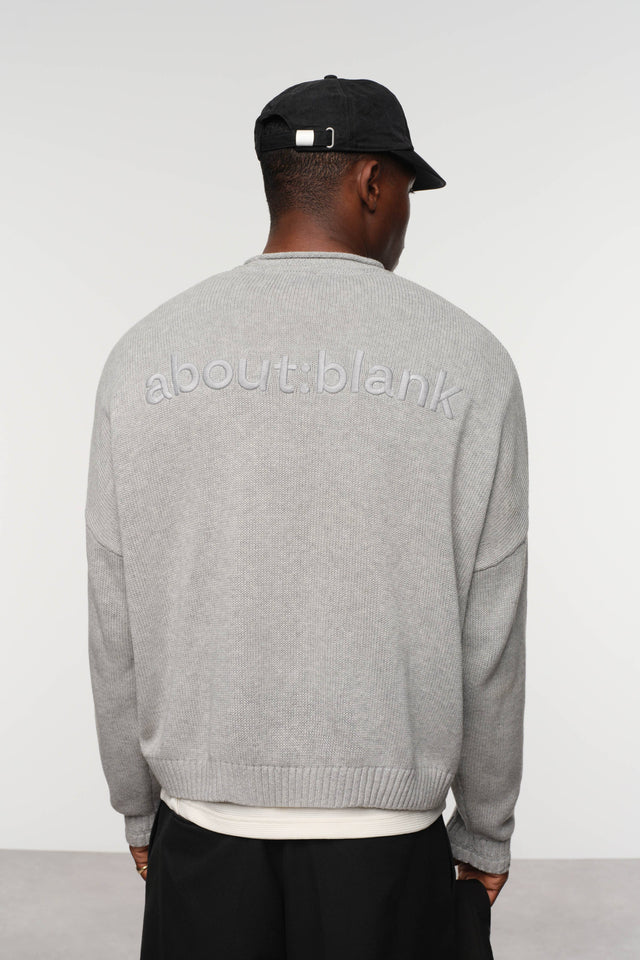 loose knit rolled crewneck grey