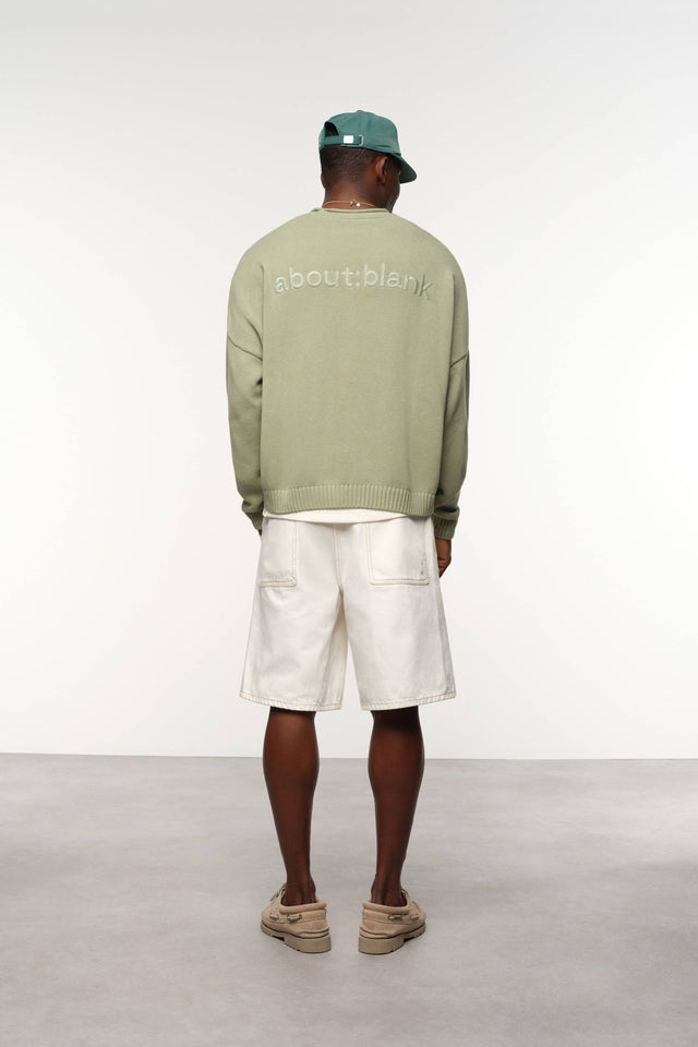 loose knit rolled crewneck sage