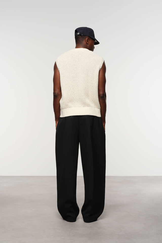 moss stitch knitted vest ecru