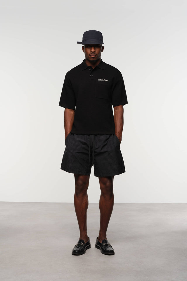 pique knitted polo black/ecru