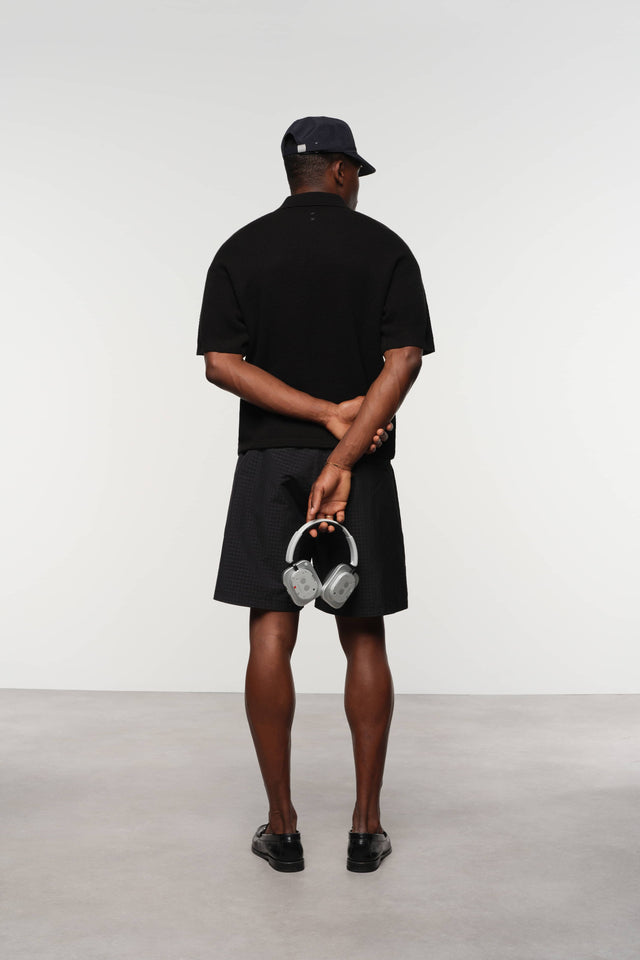 pique knitted polo black/ecru