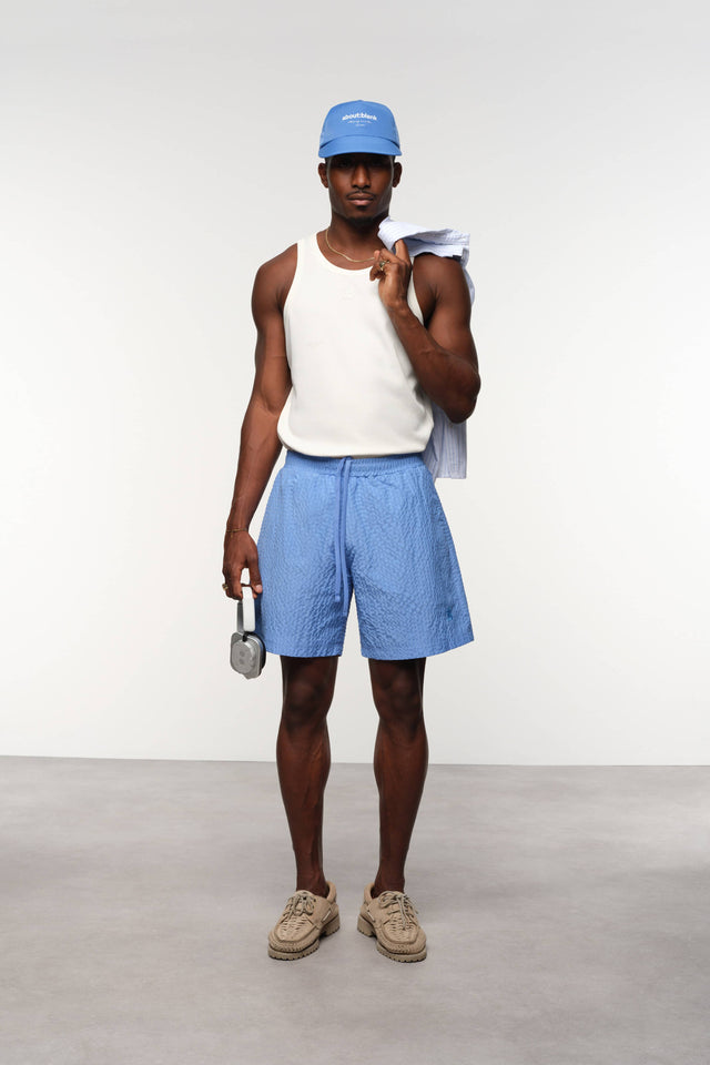 seersucker swim short blue