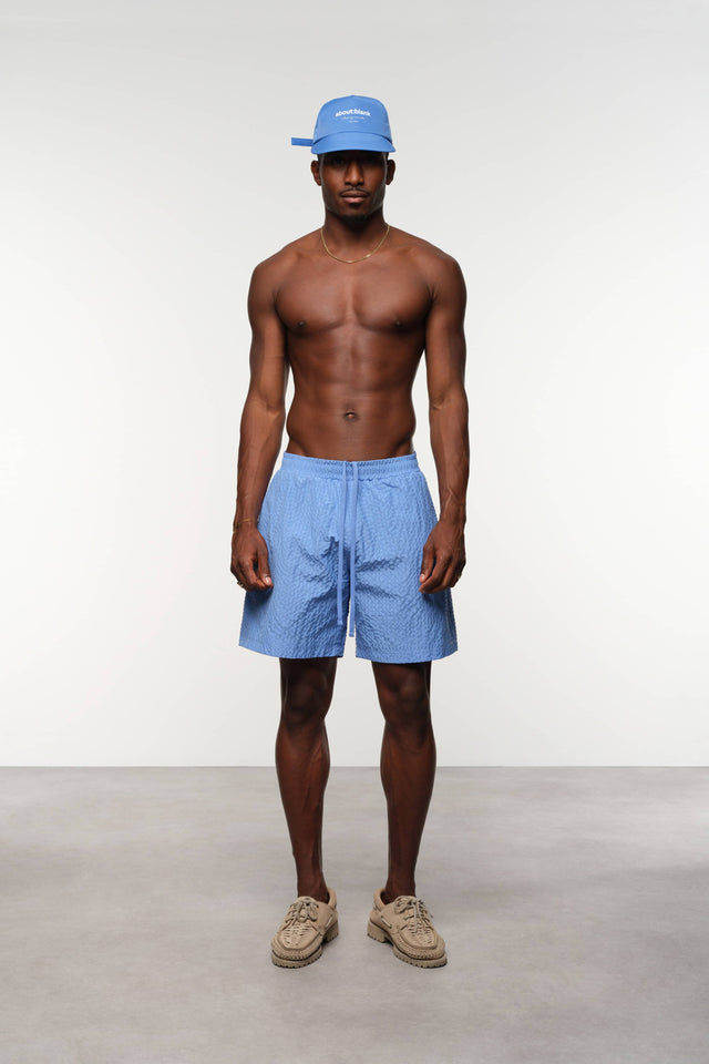 seersucker swim short blue