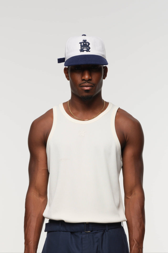 monogram wool cap ecru/navy
