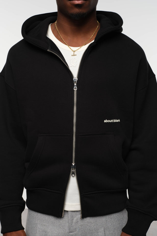 about:blank box zip hoodie black
