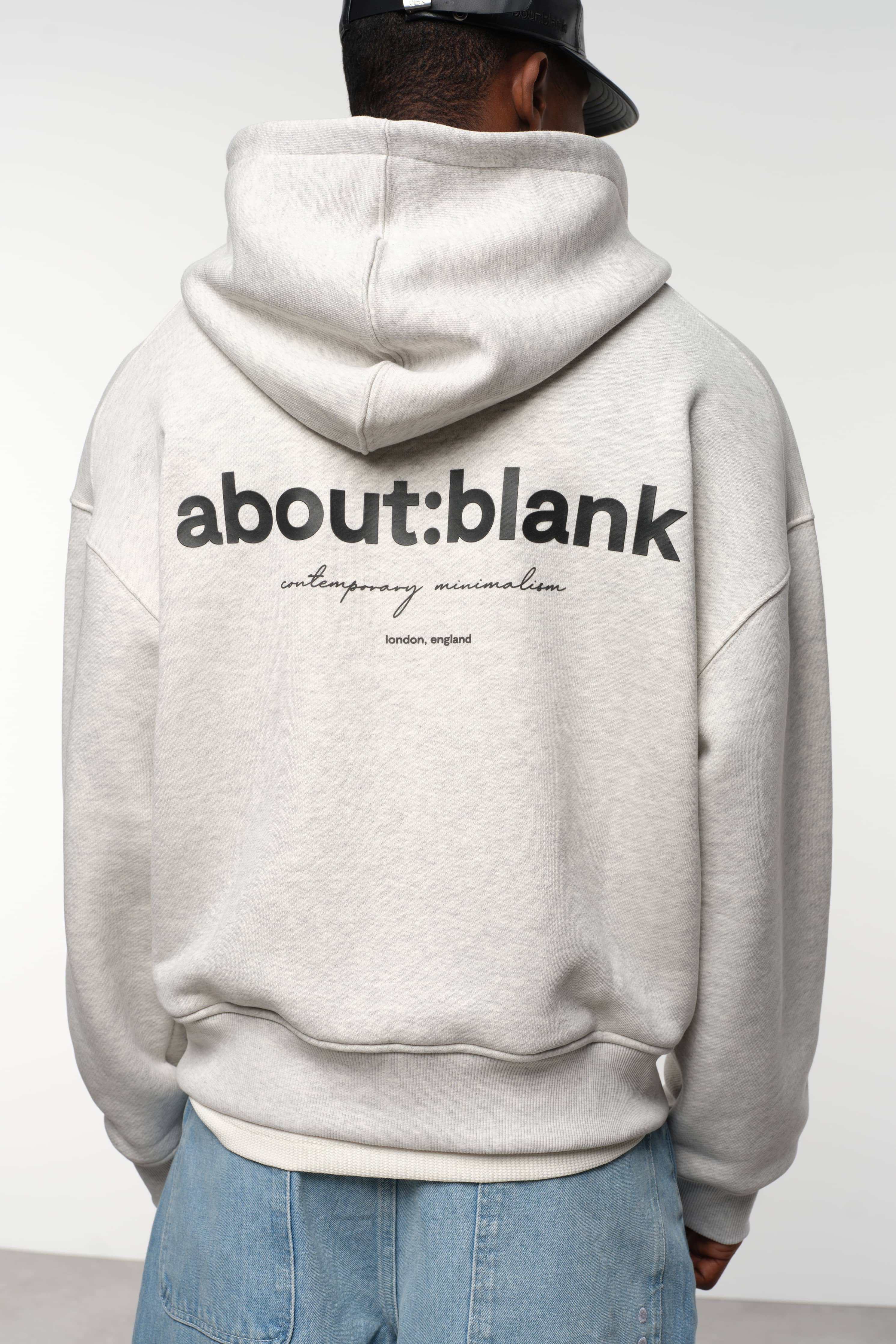 about:blank | box zip hoodie grey marl/white