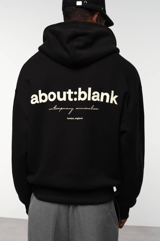 box zip hoodie black/ecru