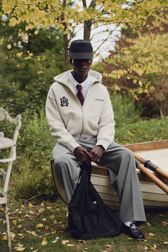 dual logo zip hoodie grey marl/black