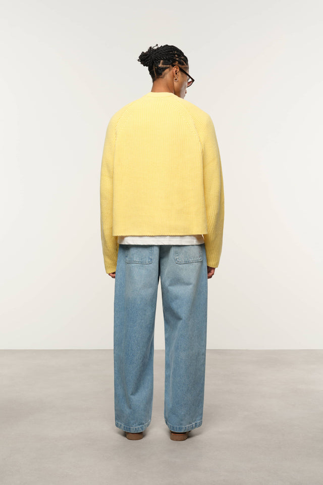 rib mock neck crew yellow