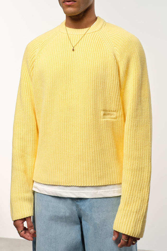 rib mock neck crew yellow