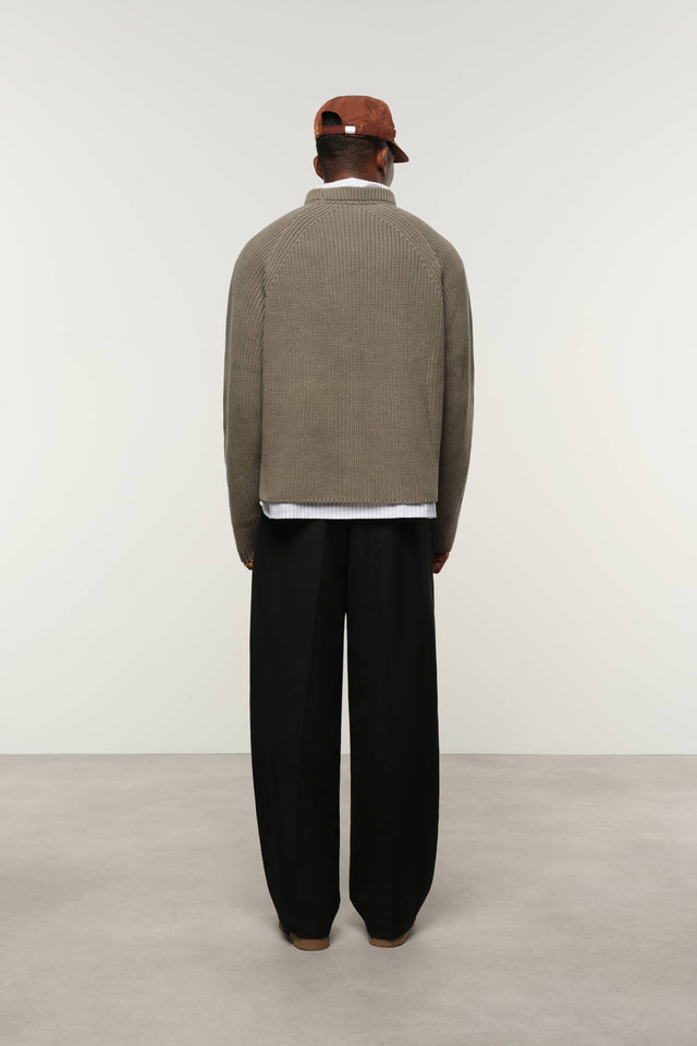 rib mock neck crew sage