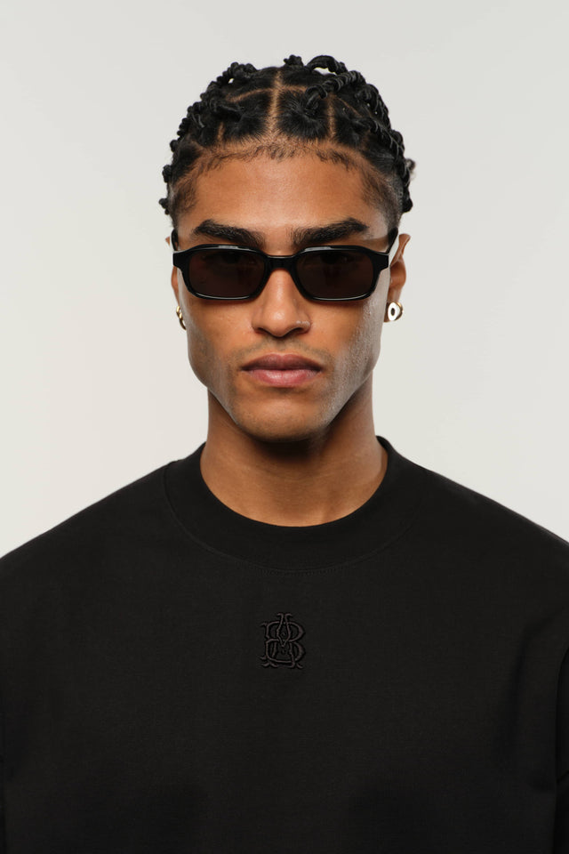 monogram mock neck t-shirt black