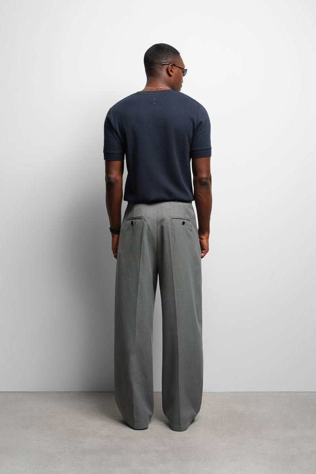 tailored wide leg trouser light grey