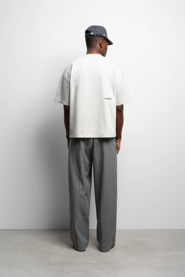 mock neck t-shirt grey marl/black