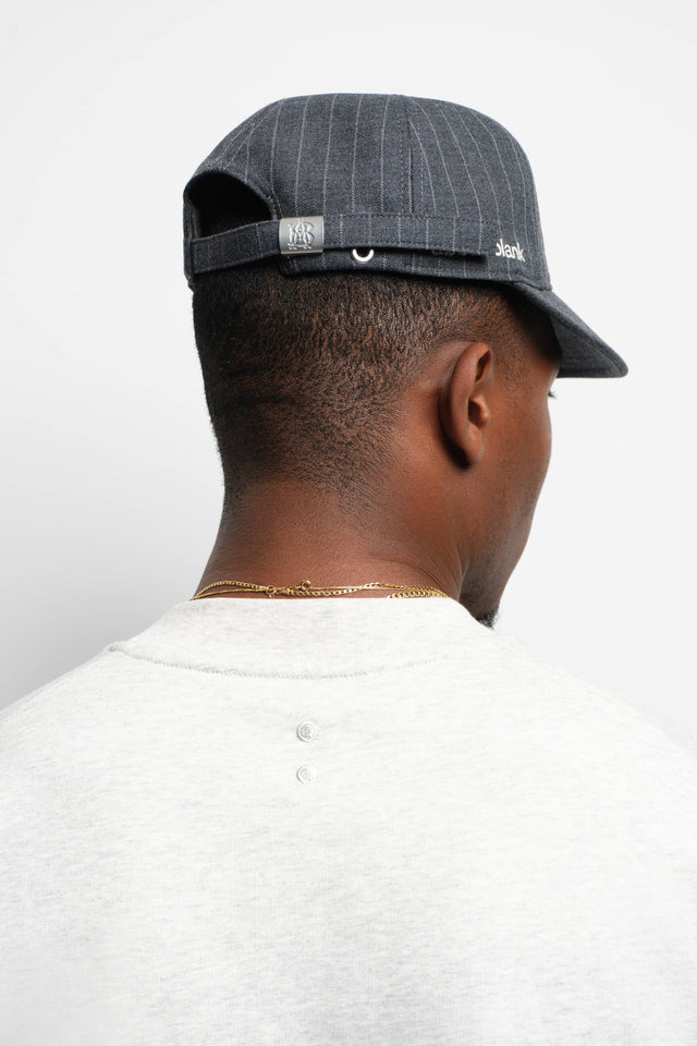 monogram pinstripe cap charcoal/white