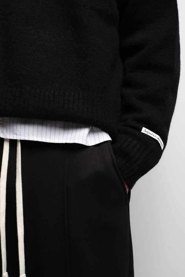 mohair knitted crewneck black/ecru