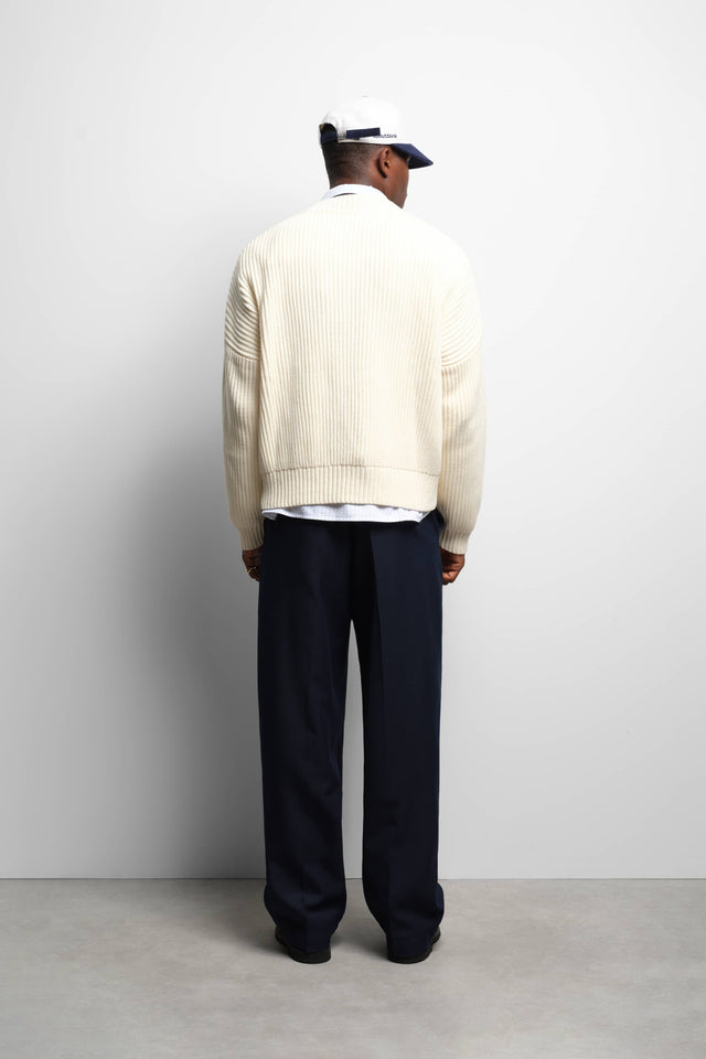 rib v-neck jumper ecru