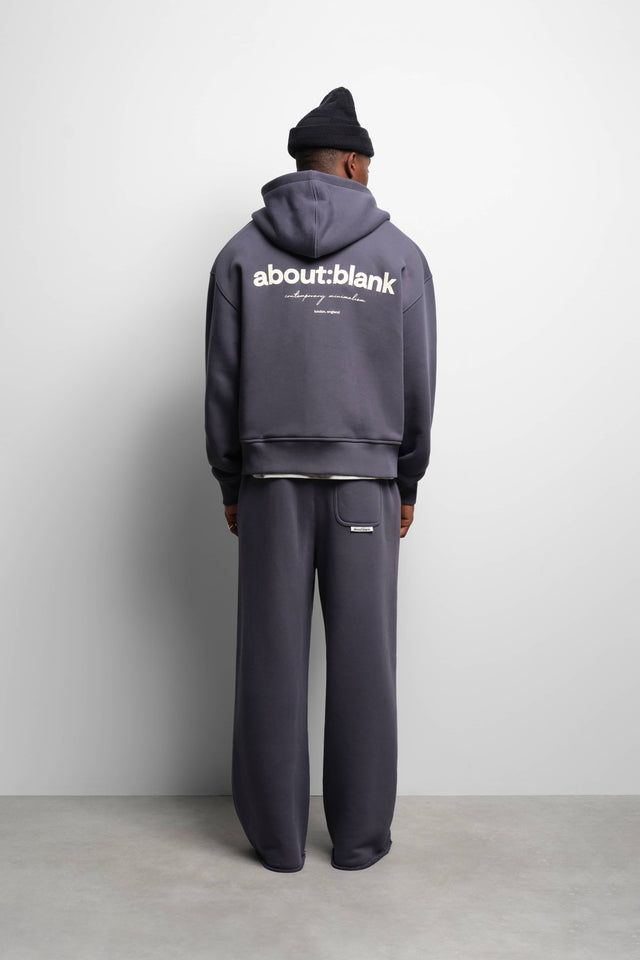 box zip hoodie smoke blue/ecru