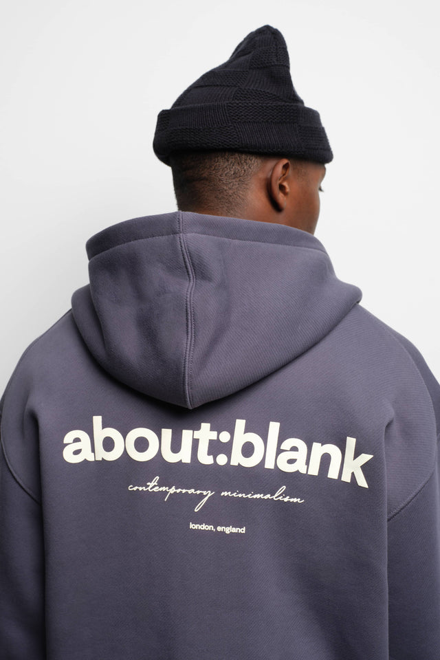 box zip hoodie smoke blue/ecru