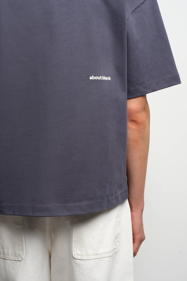 mock neck t-shirt smoke blue/ecru