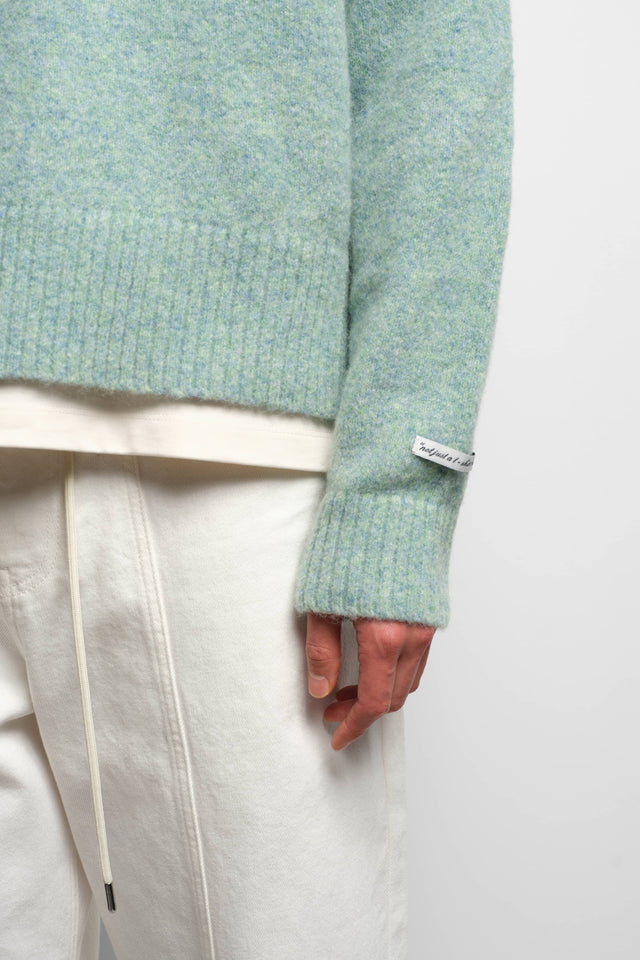 mohair knitted crewneck mint/ecru