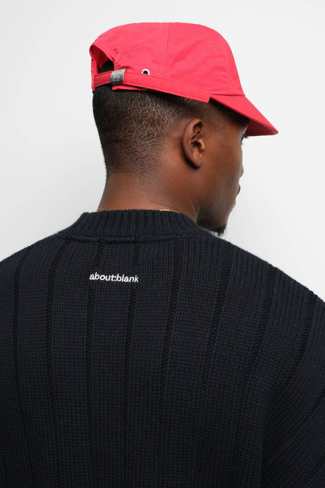 large rib knit crew black