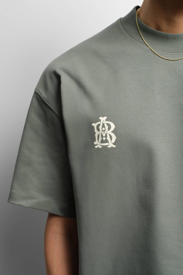 dual logo t-shirt sage/ecru