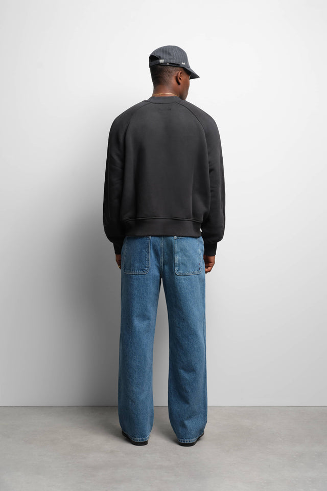 washed raglan sweat black