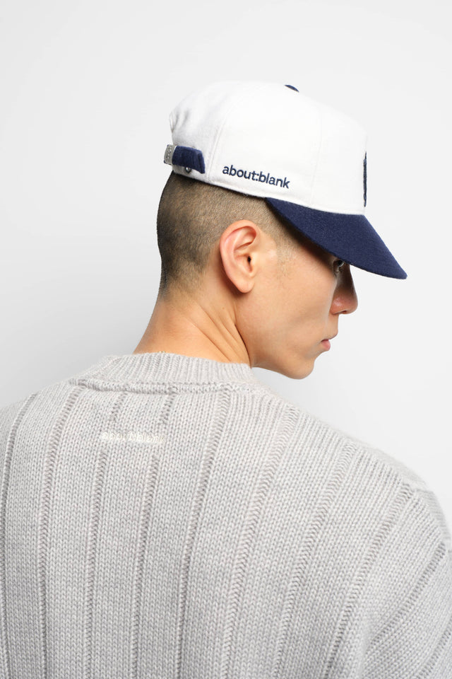 large rib knit crew grey