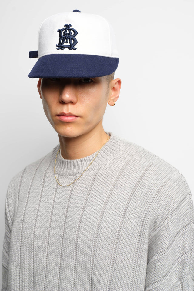 large rib knit crew grey