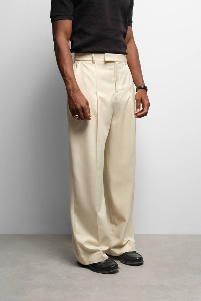 tailored wide leg trouser ecru