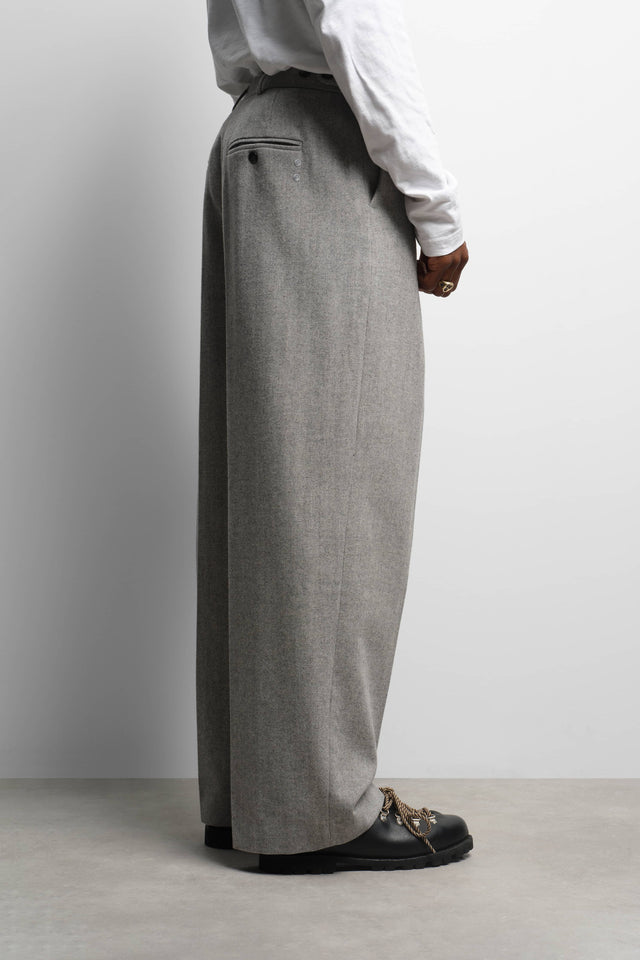 tailored wide leg trouser grey herringbone