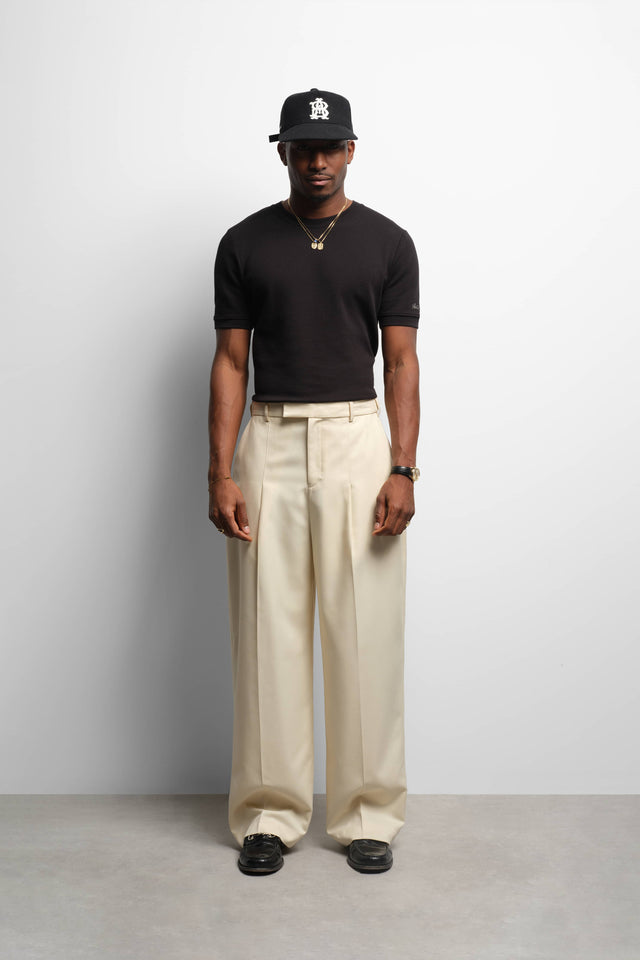 tailored wide leg trouser ecru