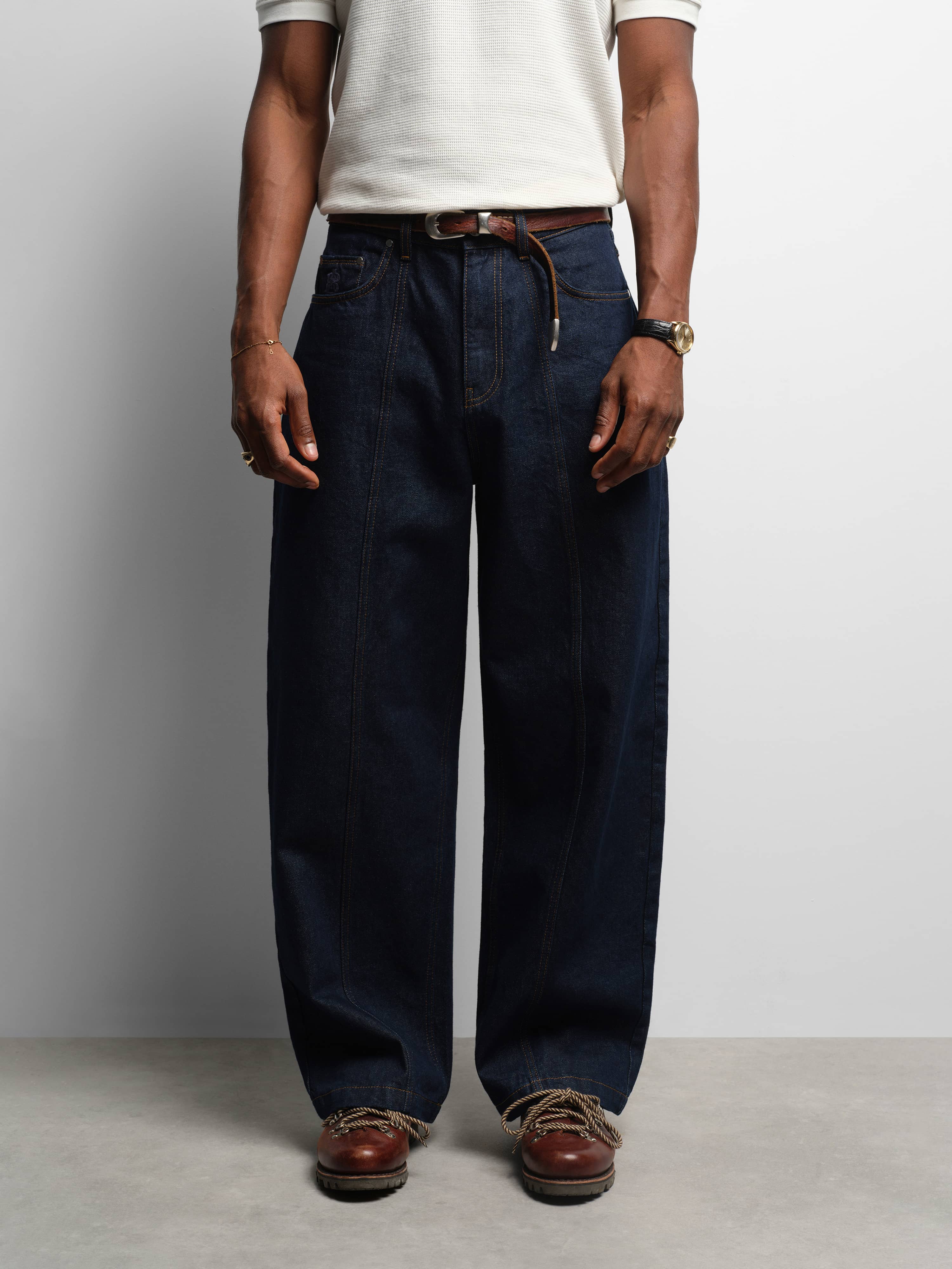about:blank | wide leg felled denim - raw indigo