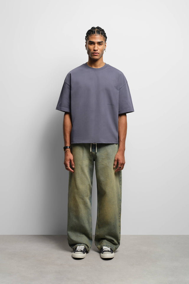 washed box t-shirt smoke blue