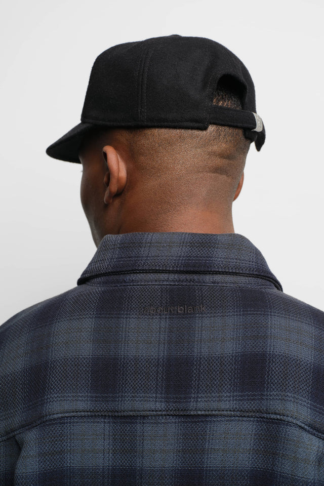 plaid zipped overshirt dark navy