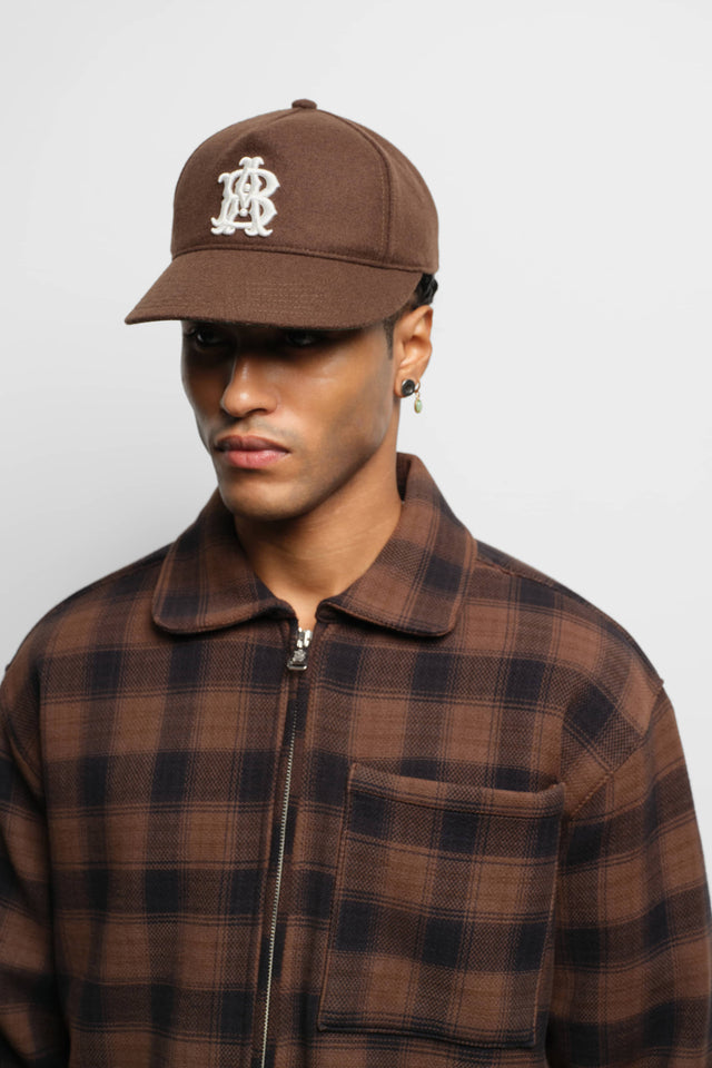plaid zipped overshirt brown