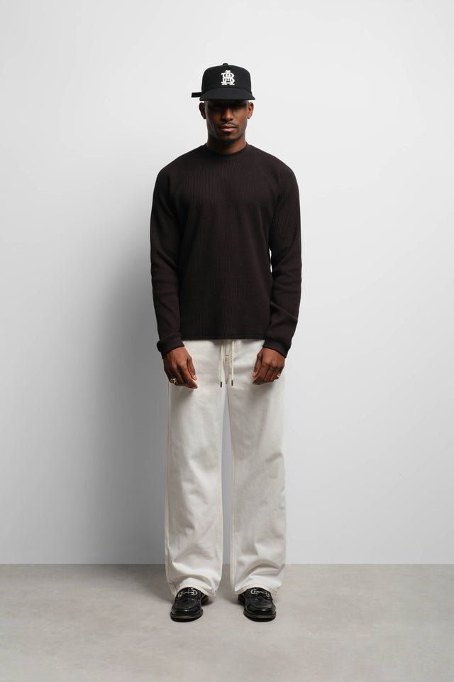 long sleeve waffle black