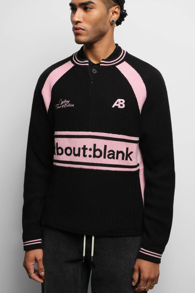 knitted cycling top black/pink