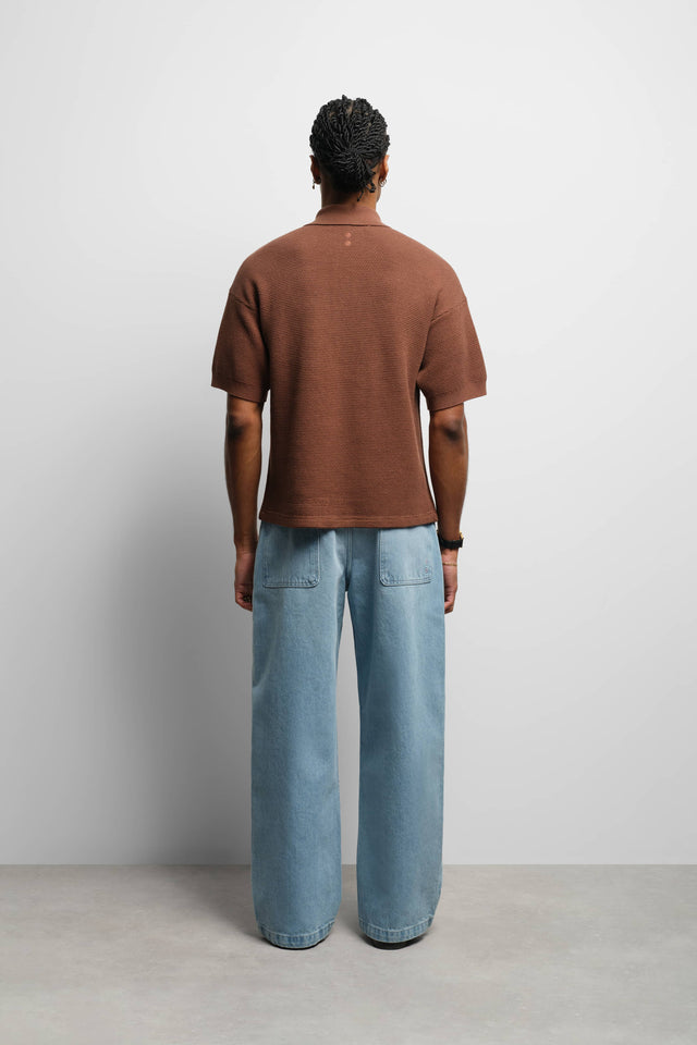 pique knitted polo brown