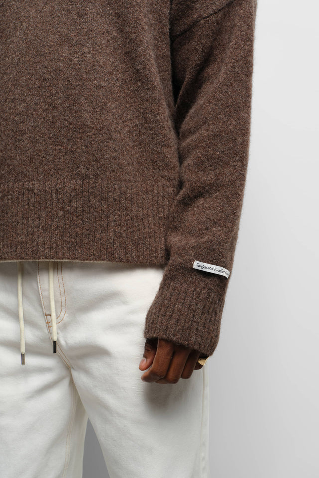mohair knitted crewneck brown