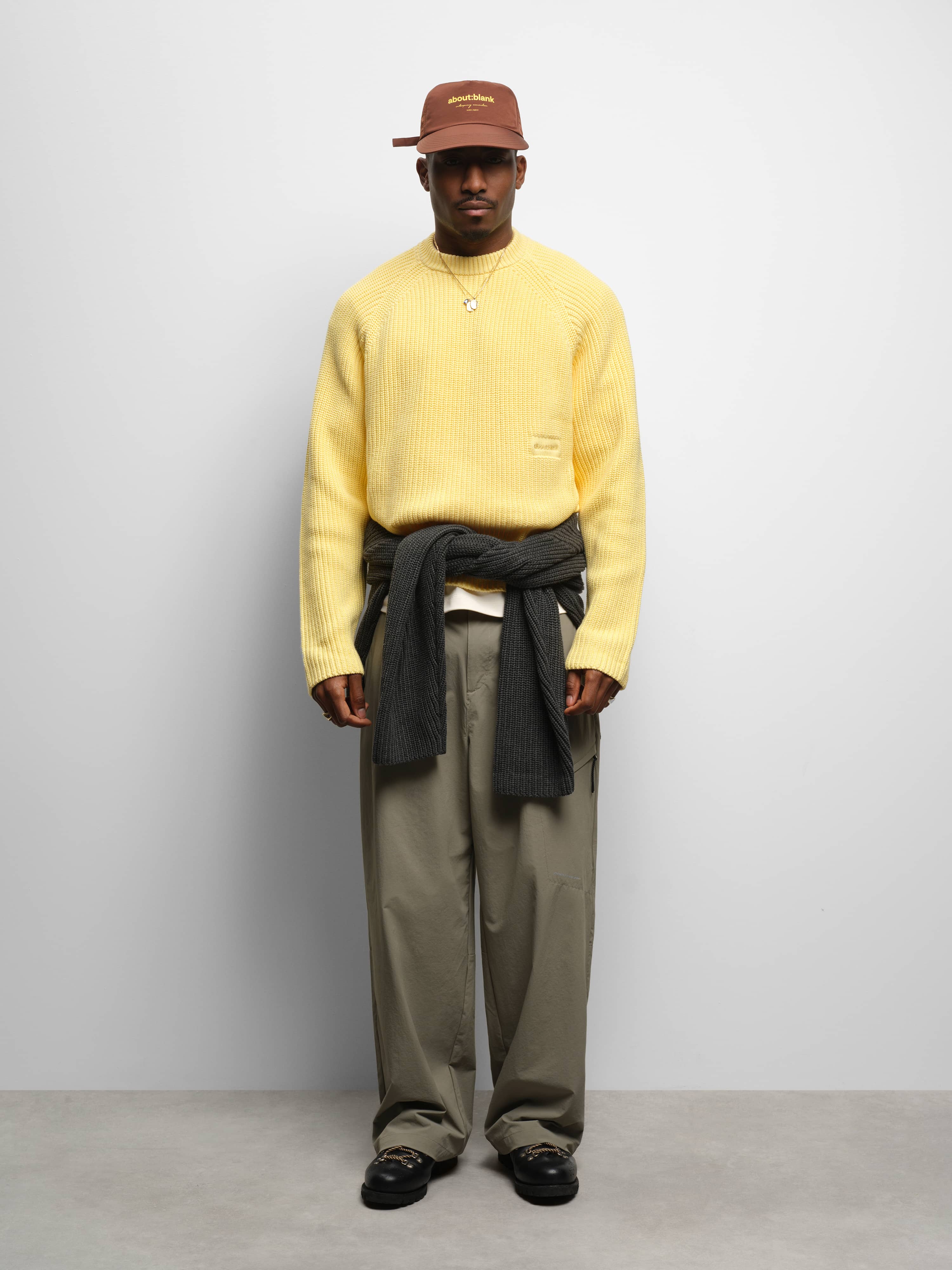 about:blank | rib mock neck crew yellow