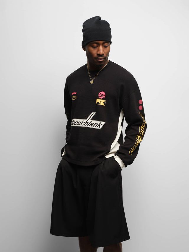 slalom graphic waffle t-shirt black