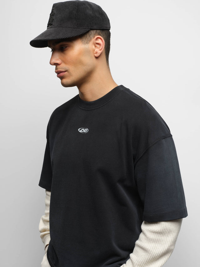 raw hem ellipse t-shirt washed black