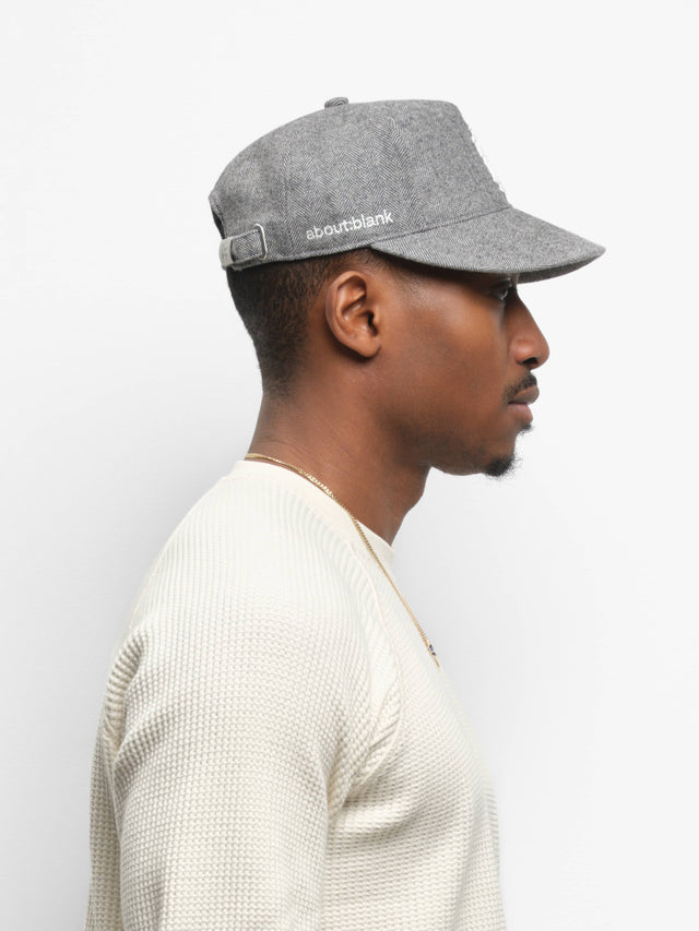 monogram herringbone cap grey