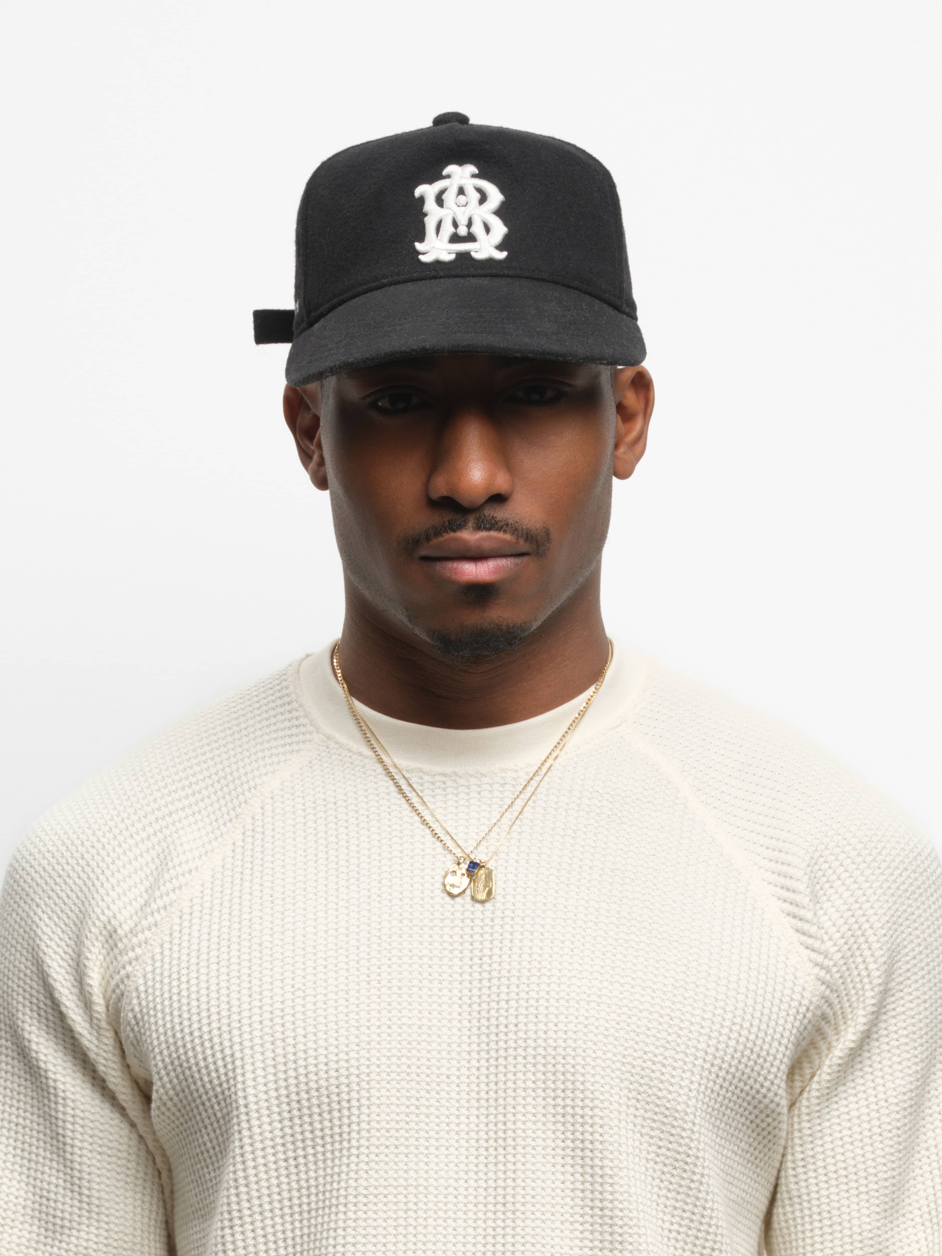 about:blank | monogram wool cap black/ecru